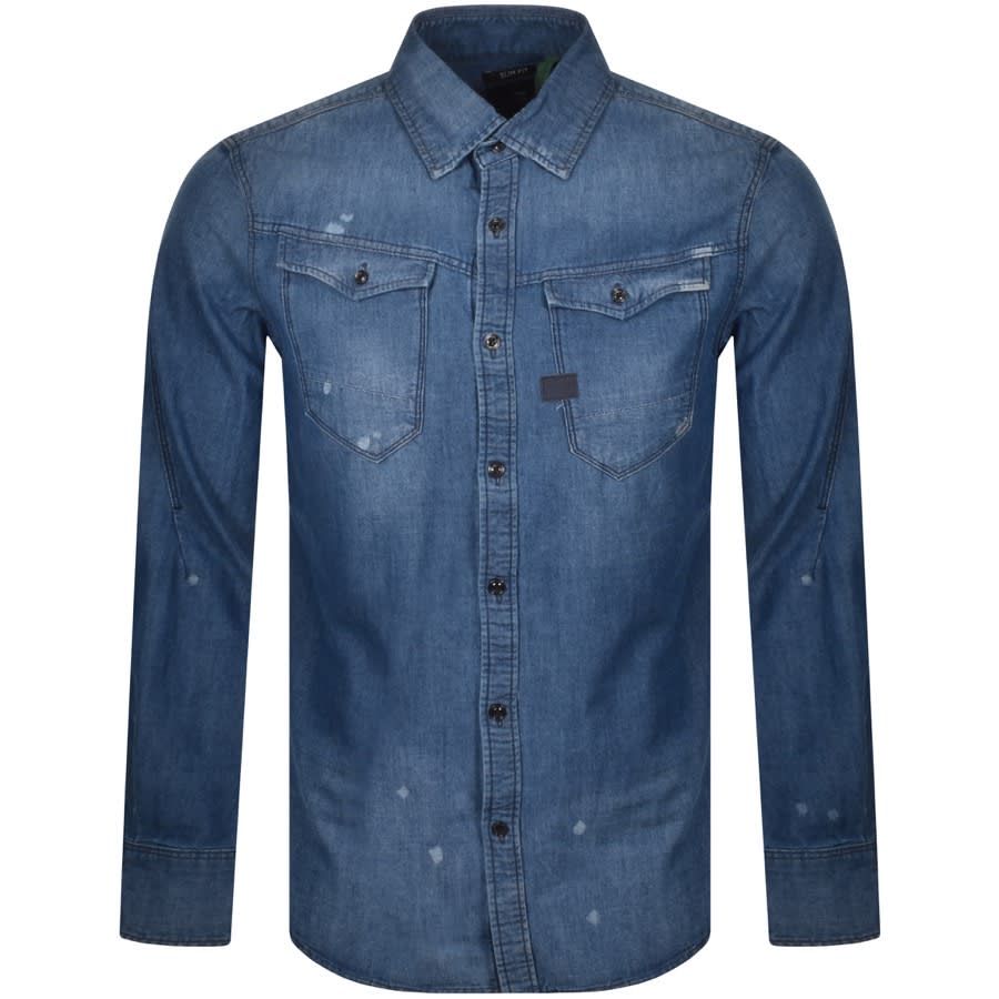 Alternative Image for ProductG Star Raw Slim Arc 3D Long Sleeved Shirt Blue1